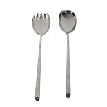 A PAIR OF SILVER SALAD SERVERS