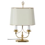 A 20TH CENTURY FAUX BRASS TWIN SCONCE ELECTRIC TABLE LAMP