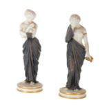 A PAIR OF ROYAL WORCESTER PORCELAIN FIGURES DEPICTING JOY AND SORROW