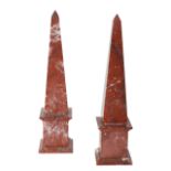 A PAIR OF ANTICO ROSSO MARBLE OBELISKS