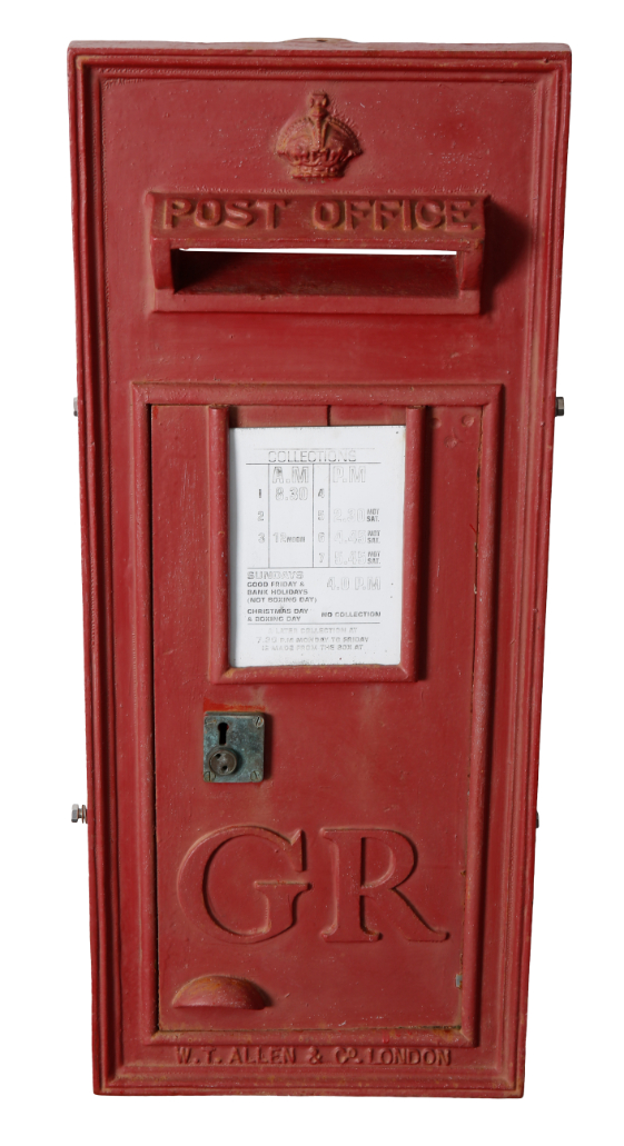 A GEORGE V RED-PAINTED POST BOX FRONT