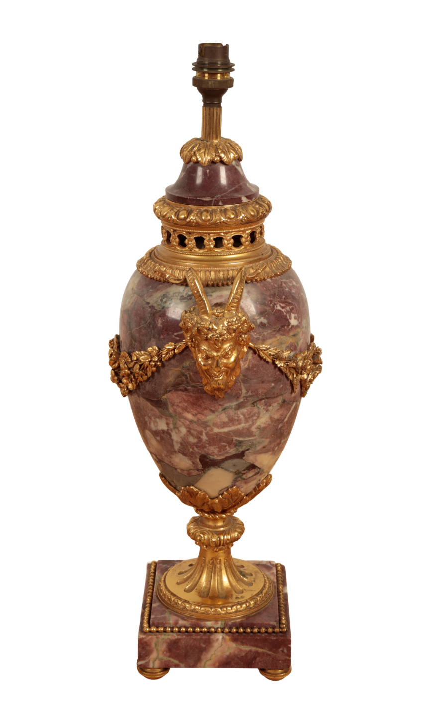 A LOUIS XV STYLE ORMOLU-MOUNTED BRECHE VIOLETTE MARBLE LAMP - Image 2 of 2