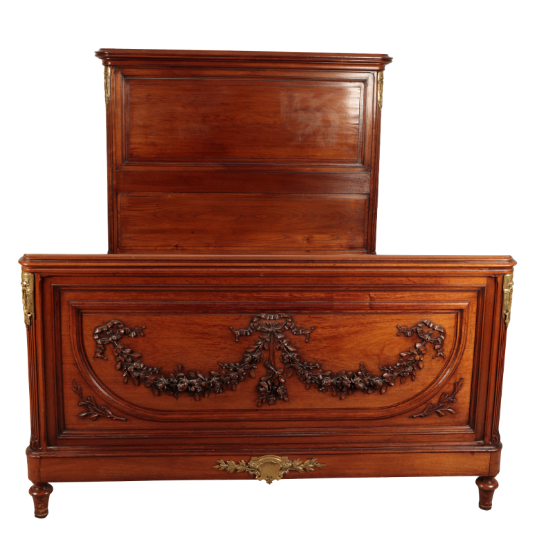 A FRENCH LOUIS XVI STYLE MAHOGANY AND GILT METAL MOUNTED BED - Image 2 of 4