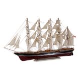 A 20TH CENTURY SCRATCH BUILT MODEL OF A FOUR MASTED SHIP 'CAPTAIN SCOTT'