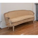 A LOUIS XVI STYLE WHITE-PAINTED AND PARCEL-GILT SOFA