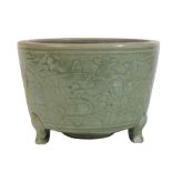 A LARGE CHINESE LONGQUAN CELADON CENSER