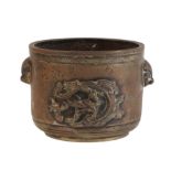A CHINESE BRONZE CYLINDRICAL CENSER