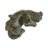 A CHINESE BRONZE TIGER WEIGHT