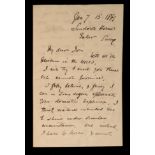 A HANDWRITTEN LETTER FROM GEORGE FREDERIC WATTS TO TOM TAYLOR