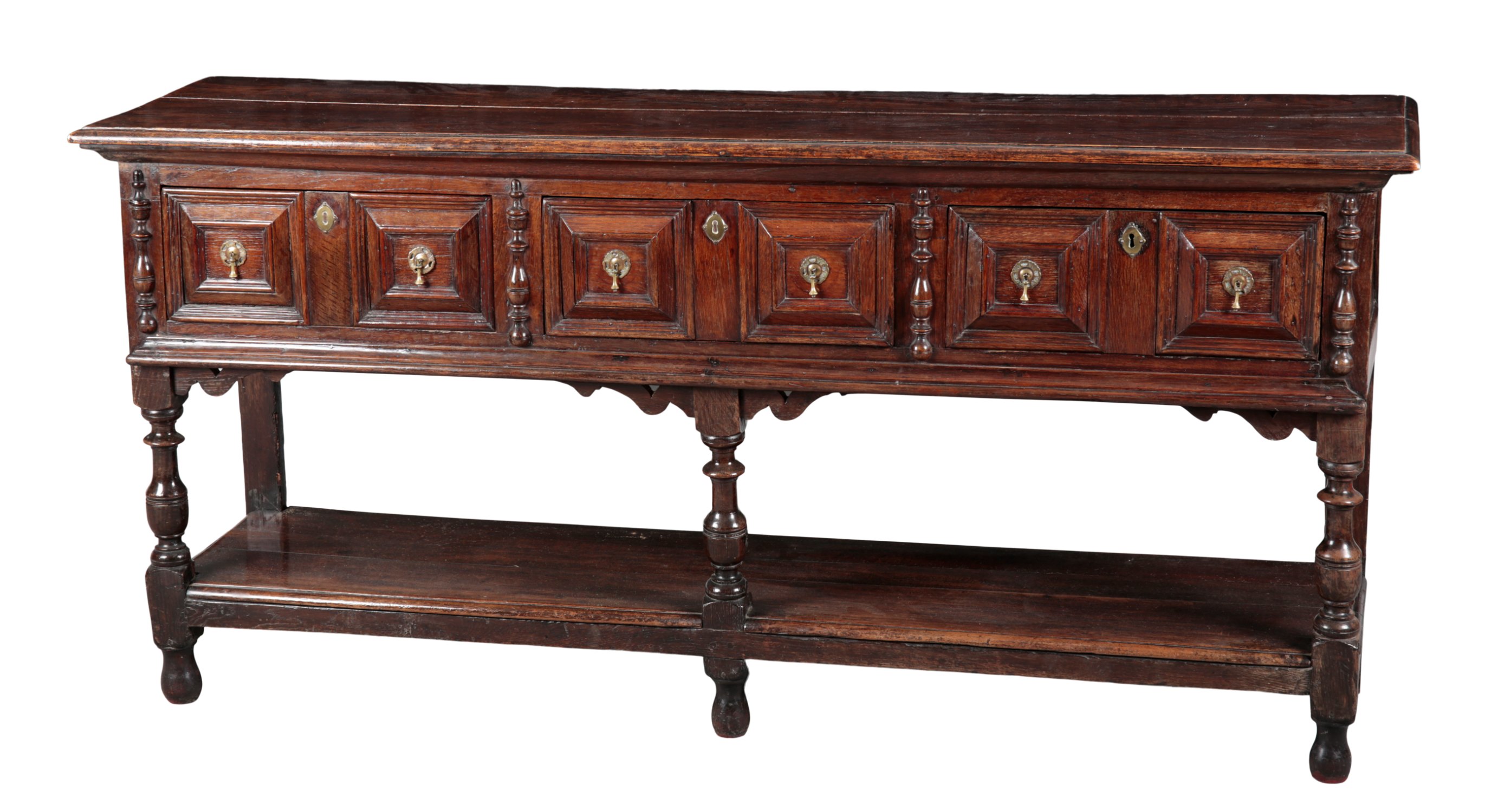 A CHARLES II OAK DRESSER BASE