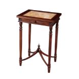 A MAHOGANY AND MARBLE INSET OCCASIONAL TABLE