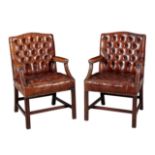 A PAIR OF GEORGE III STYLE MAHOGANY ARMCHAIRS