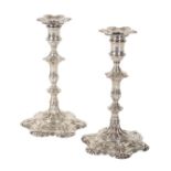 A PAIR OF GEORGE II SILVER CANDLESTICKS