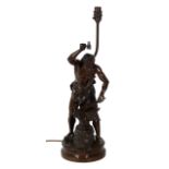 ADRIEN GAUDEZ (1845-1902), BROWN PATINATED BRONZE FIGURE, 'LE TRAVAIL'