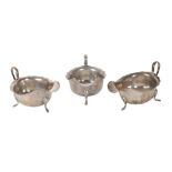 A SET OF THREE MATCHED SILVER SAUCE BOATS