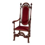 A WILLIAM AND MARY STYLE WALNUT ARMCHAIR