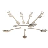 A SET OF FOUR SILVER FORKS