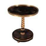 A JAPANNED AND GILT METAL MOUNTED OCCASIONAL TABLE