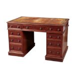 A VICTORIAN MAHOGANY PEDESTAL DESK BY JAMES WINTER & SONS