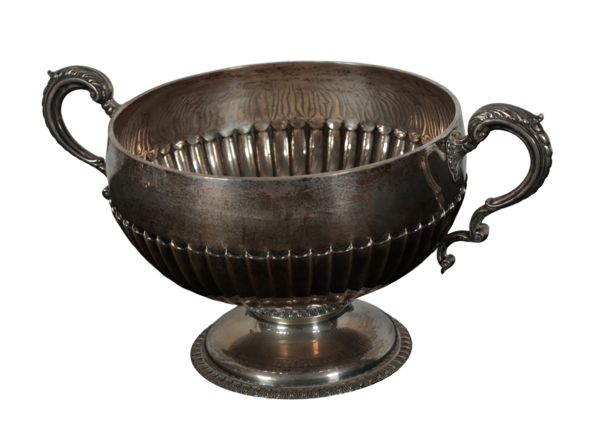 A VICTORIAN SILVER TWO HANDLED BOWL