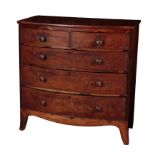 A VICTORIAN MAHOGANY BOWFRONT CHEST OF DRAWERS