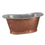 A GALVANISED COPPER ROLL TOP BATH