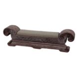 AN INDIAN CARVED HARDWOOD HALL BENCH OR WINDOW SEAT