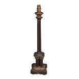 A BRONZE AND GILT-METAL MOUNTED COLUMNAR TABLE LAMP