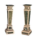 A PAIR OF 19TH CENTURY FRENCH SIENNA AND GREEN MARBLE PEDESTALS