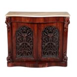AN EARLY VICTORIAN ROSEWOOD SERPENTINE FRONTED CHIFFONIER