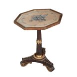 A REGENCY STYLE EBONISED, PARCEL-GILT AND GILT-METAL MOUNTED WINE TABLE