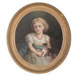 H. ADAMY (?), PORTRAIT OF A YOUNG GIRL AND KITTEN