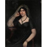 19TH CENTURY ENGLISH SCHOOL, PORTRAIT OF A LADY IN MOURNING