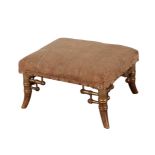 A VICTORIAN GILTWOOD RECTANGULAR FOOTSTOOL