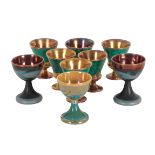 A SET OF SIX PORTMEIRION MALACHITE DRINKING CUPS