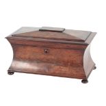 A VICTORIAN ROSEWOOD SARCOPHAGUS TEA CADDY