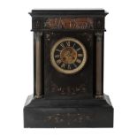 A LATE VICTORIAN SLATE MANTEL CLOCK