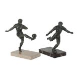 TWO FRENCH BRONZE-EFFECT STUDIES OF FOOTBALLERS