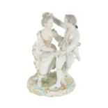 AN 18TH CENTURY DUESBURY & CO DERBY PORCELAIN FIGURE - DANCING COUPLE