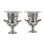 A PAIR OF SILVER-PLATED CHAMPAGNE COOLERS