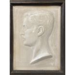AN EARLY 20TH CENTURY CARVED PLASTER RELIEF OF KIN ALBERT OF BELGIUM