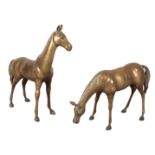 TWO BRASS MODELS OF HORSES