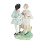 AN 18TH CENTURY DUESBURY & CO DERBY PORCELAIN FIGURE OF A DANCING COUPLE