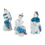 THREE ROYAL WORCESTER BONE CHINA 'CHINOISERIE' FIGURES MODELLED BY AGNES PINDER DAVIS