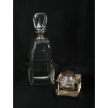 A 20TH CENTURY SILVER COLLARED DECANTER BY JAMES DEAKIN & SONS