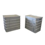 A PAIR OF ALUMINIUM LAUNDRY OR COTTON BINS