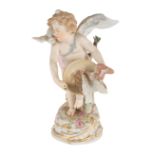 A LATE 19TH CENTURY MEISSEN PORCELAIN FIGURE OF CUPID