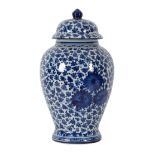 A BLUE AND WHITE GINGER JAR