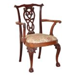 A RARE ANGLO-CHINESE EXPORT PADOUK ARMCHAIR