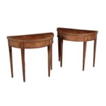 A PAIR OF GEORGE III MAHOGANY AND MARQUETRY CARD-TABLES